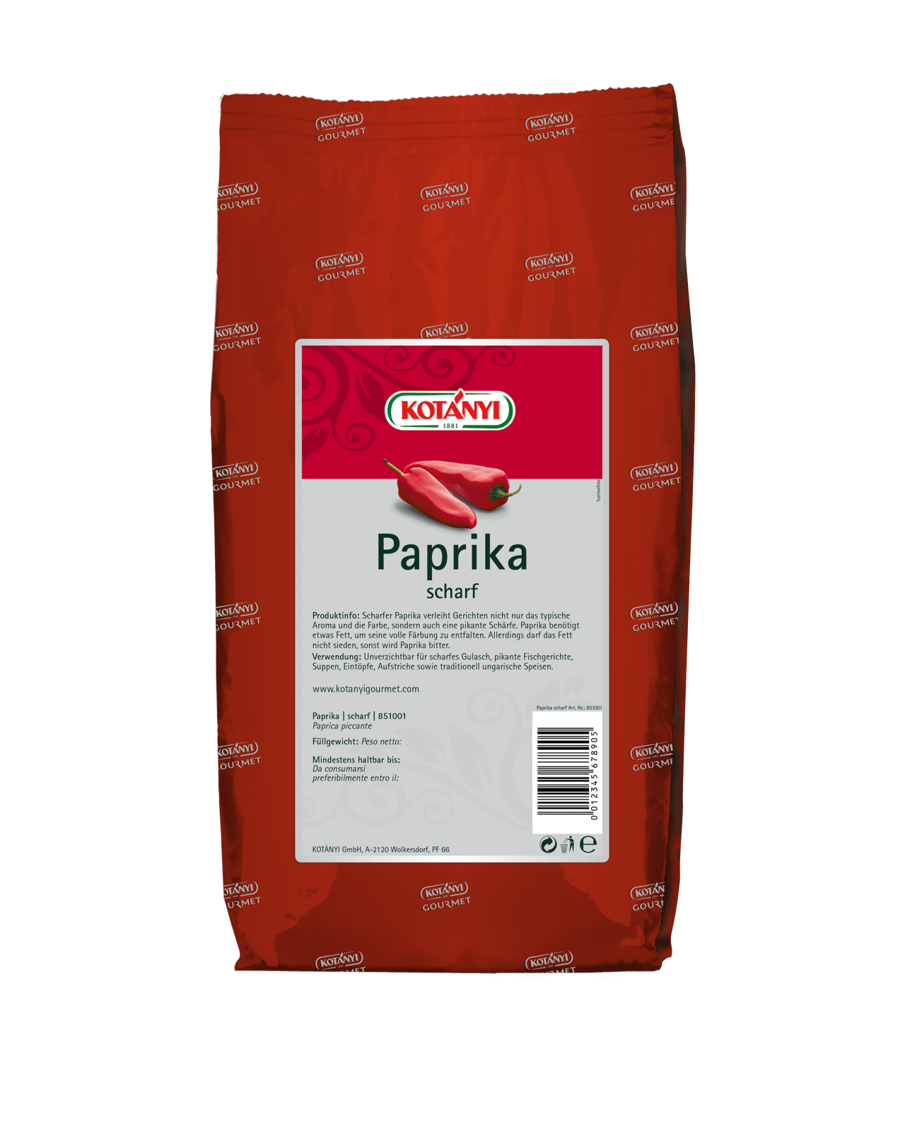 851001 Kotanyi Paprika Ljuta B2b Alu Bag