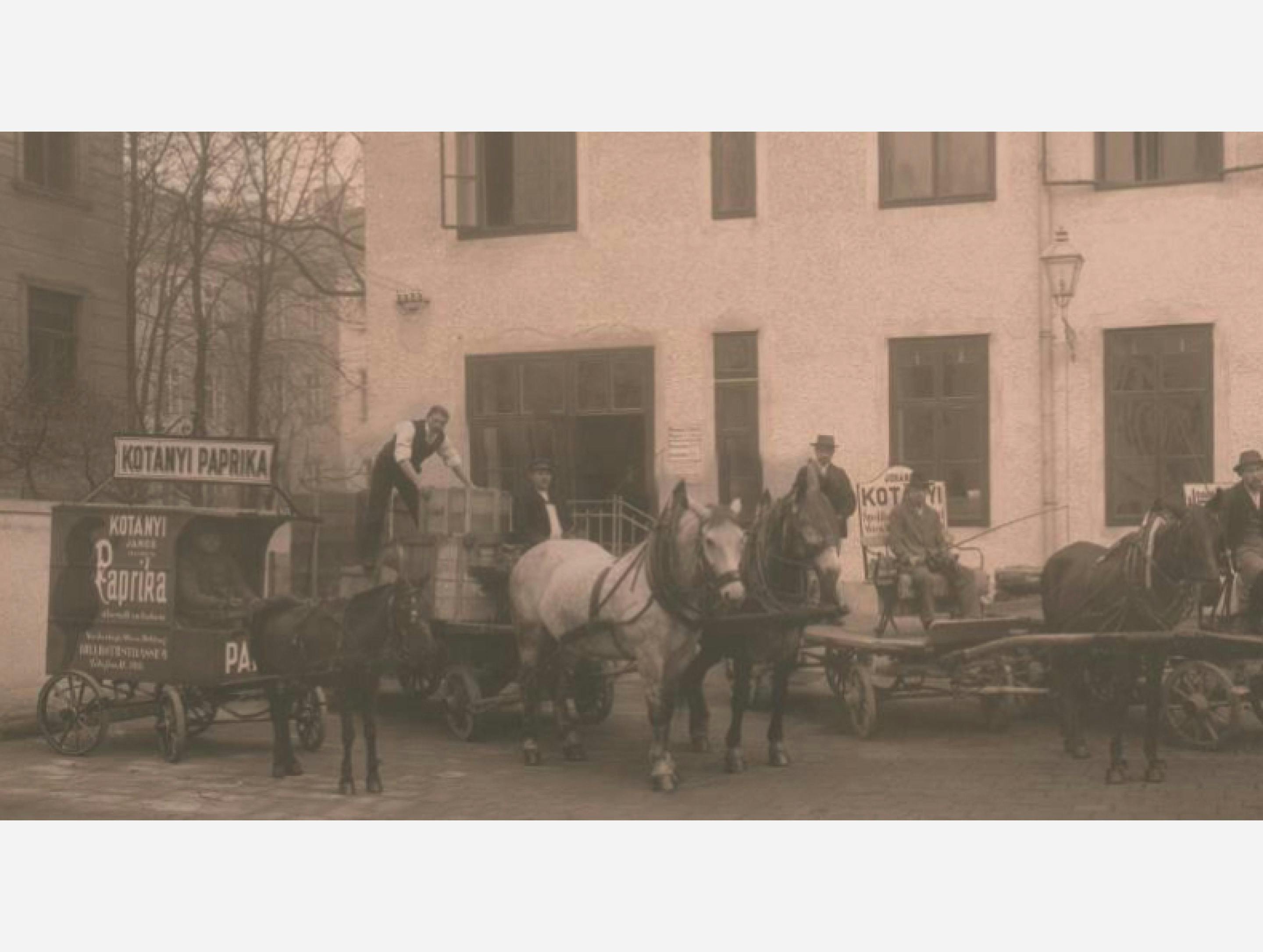 Crno-bela fotografija: isporuke začinske paprike konjskom zapregom 1881. godine