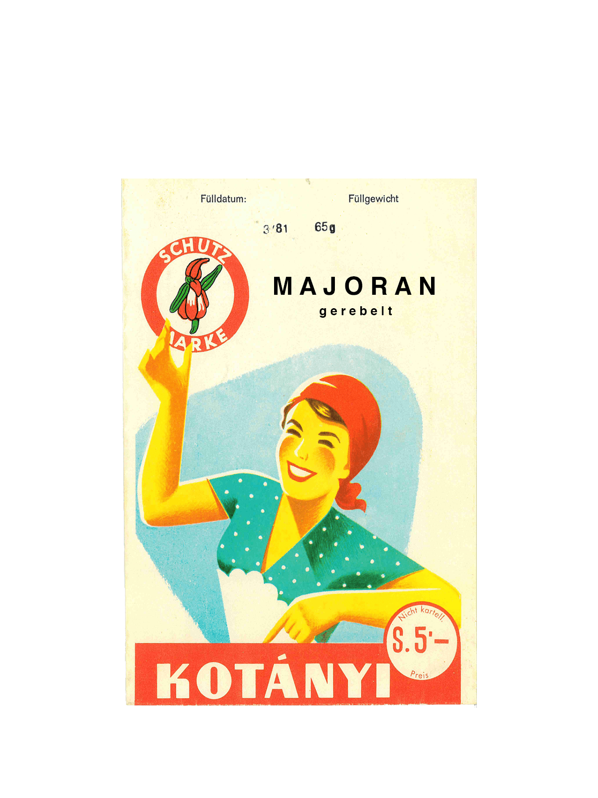 Kesica Kotányi majorana iz 50-ih godina XX veka.